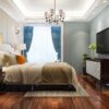 Which type of floor is the best and why? What colour floor makes a room bigger? Are light or Dark floors in style? 3d rendering beautiful luxury bedroom suite in hotel with tv and